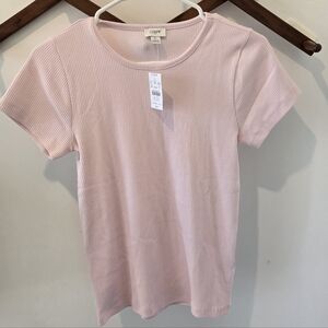 J. Crew Light Pink Ribbed Short Sleeve Tee